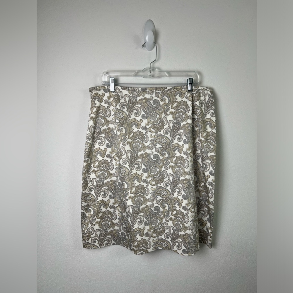Brooks Brothers 346 Stretch Paisley Office Vacation Beach Cotton Spandex Skirt